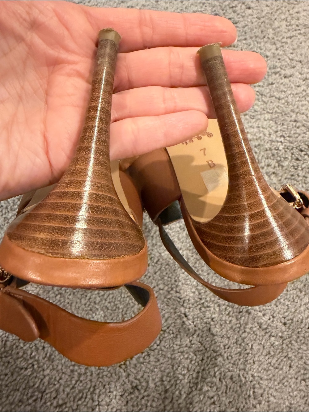Coach Brown Sandals with Gold Chain Accent - Picture 11 of 11